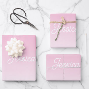 (Editable) Light Pink Colour Ombre & Your Text Wrapping Paper Sheet