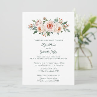 Editable Light Pink Roses  Invitation