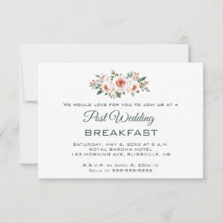 Editable Light Pink Roses Post Wedding Breakfast RSVP Card