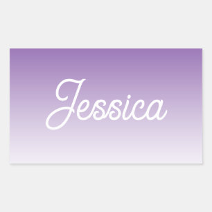 (Editable) Light Purple Color Ombre & Your Text Rectangular Sticker