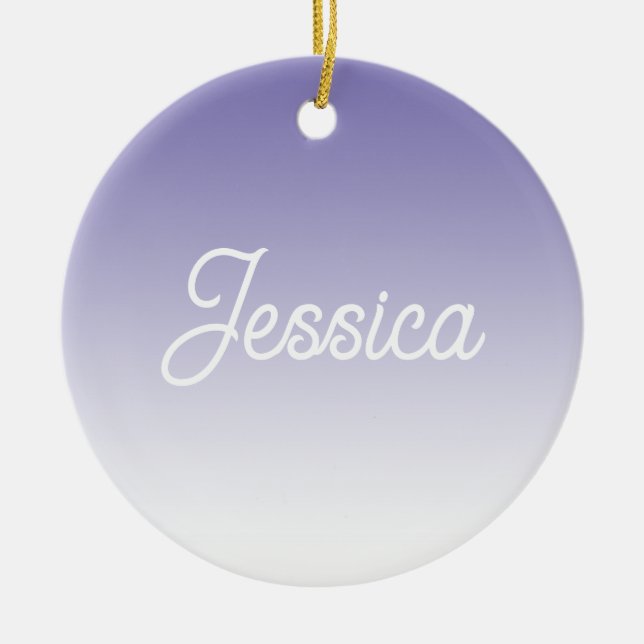 (Editable) Light Purple Colour Ombre & Your Text Ceramic Tree Decoration (Front)