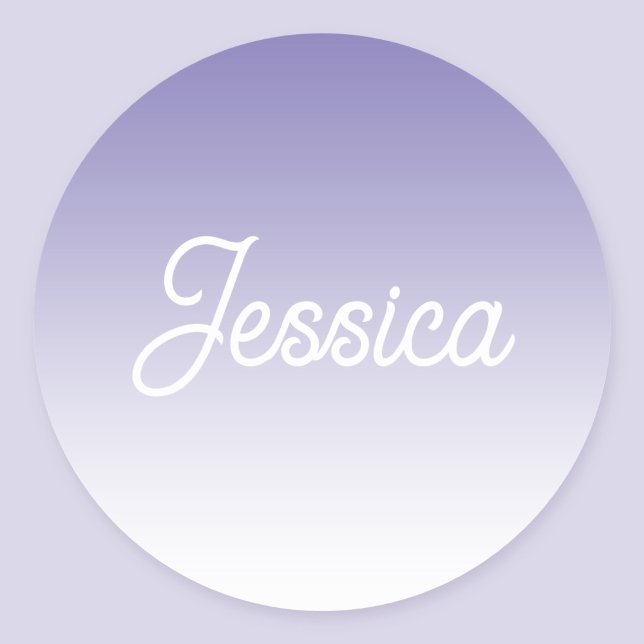 (Editable) Light Purple Colour Ombre & Your Text Classic Round Sticker (Creator Uploaded)