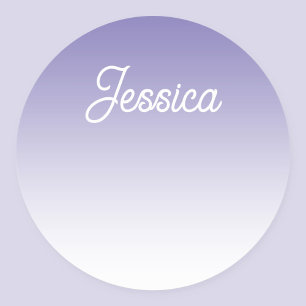 (Editable) Light Purple Colour Ombre & Your Text Classic Round Sticker