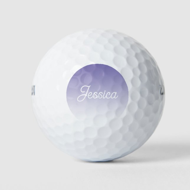 (Editable) Light Purple Colour Ombre & Your Text Golf Balls (Front)