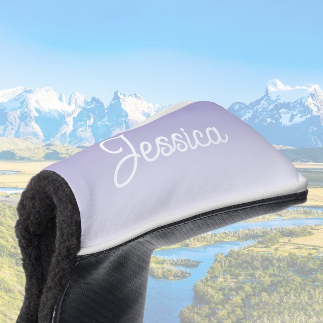 (Editable) Light Purple Colour Ombre & Your Text Golf Head Cover (Creator Uploaded)