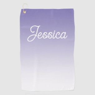 (Editable) Light Purple Colour Ombre & Your Text Golf Towel