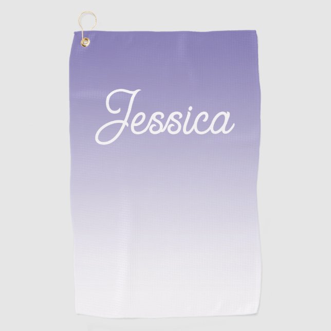 (Editable) Light Purple Colour Ombre & Your Text Golf Towel (Front)
