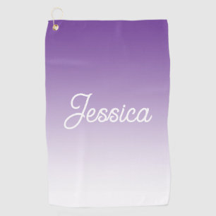 (Editable) Light Purple Colour Ombre & Your Text Golf Towel