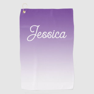 (Editable) Light Purple Colour Ombre & Your Text Golf Towel