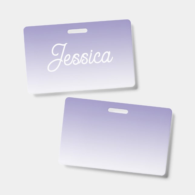 (Editable) Light Purple Colour Ombre & Your Text ID Badge (Front & Back)