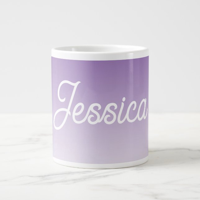 (Editable) Light Purple Colour Ombre & Your Text Large Coffee Mug (Front)