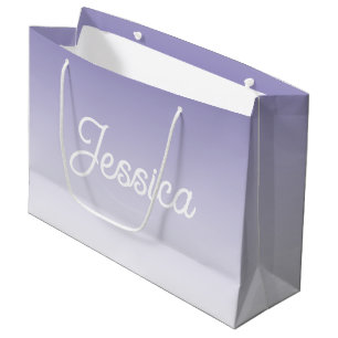 (Editable) Light Purple Colour Ombre & Your Text Large Gift Bag