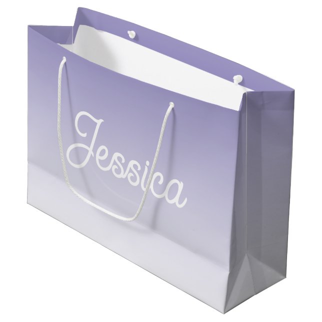 (Editable) Light Purple Colour Ombre & Your Text Large Gift Bag (Front Angled)