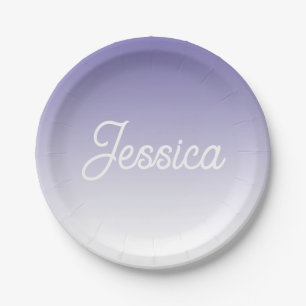 (Editable) Light Purple Colour Ombre & Your Text Paper Plate