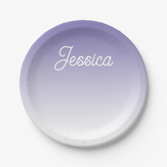(Editable) Light Purple Colour Ombre & Your Text Paper Plate (Front)