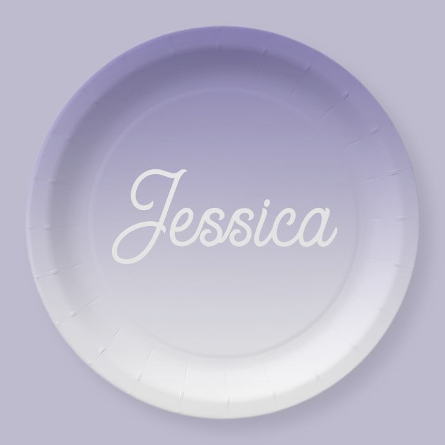 (Editable) Light Purple Colour Ombre & Your Text Paper Plate (Creator Uploaded)