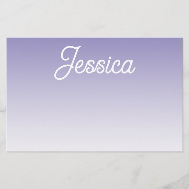 (Editable) Light Purple Colour Ombre & Your Text Stationery (Front)