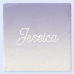(Editable) Light Purple Colour Ombre & Your Text Stone Coaster