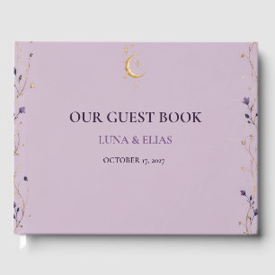Editable Lilac Celestial Gothic Wedding Guest Book