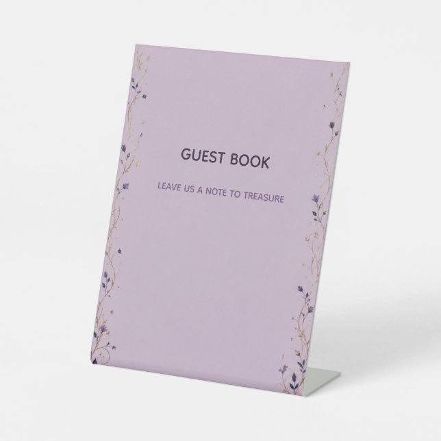 Editable Lilac Celestial Wedding Guest Book Sign (Front)