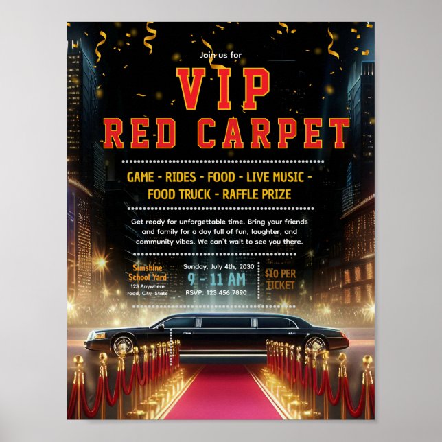 Editable limo red carpet flyer poster (Front)