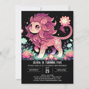 Editable Lion Digital Birthday Invitation