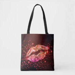 Editable Lip Illustration: Simple Graphic Design Tote Bag