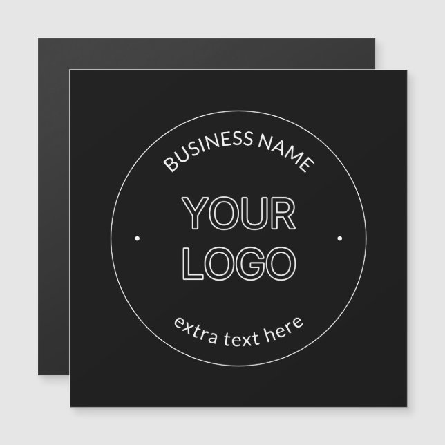 Editable Logo Replacement & Business Name | Black Magnetic Invitation (Front/Back)