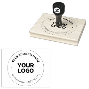Editable Logo Replacement & Business Name   Black Rubber Stamp