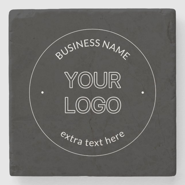 Editable Logo Replacement & Business Name | Black Stone Coaster (Front)