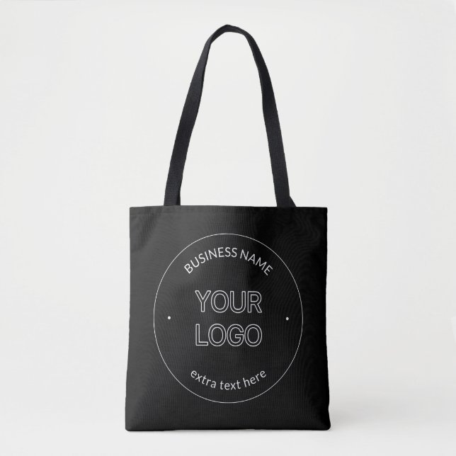 Editable Logo Replacement & Business Name | Black Tote Bag (Front)