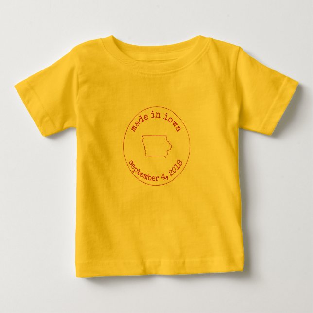 Editable Made in Iowa Stamp of Approval Baby T-Shirt (Front)