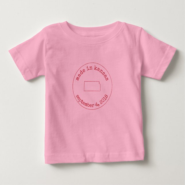 Editable Made in Kansas Stamp of Approval Baby T-Shirt (Front)