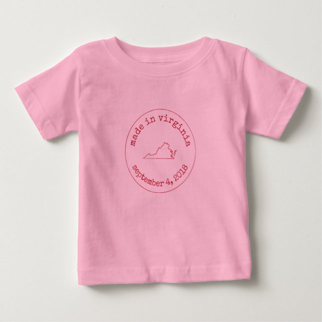 Editable Made in Virginia Stamp of Approval Baby T-Shirt (Front)