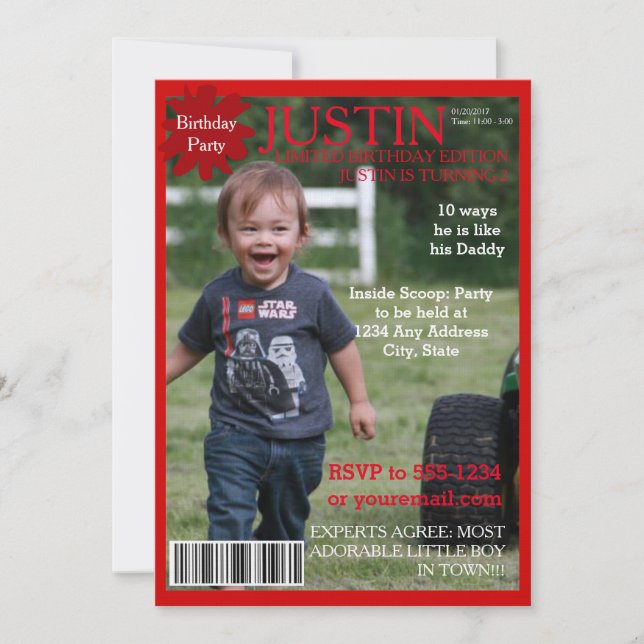 Editable Magazine Cover Party Invitation (Front)