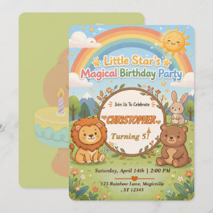 Editable Magical Forest Animals Birthday Invite