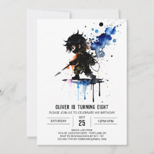 Editable Magical Ninja Boy Digital Birthday Invitation