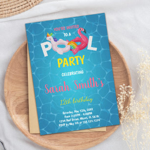 Editable Magical Tropical Swim Party Invite