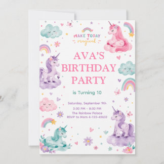 Editable Magical Unicorn Birthday Card
