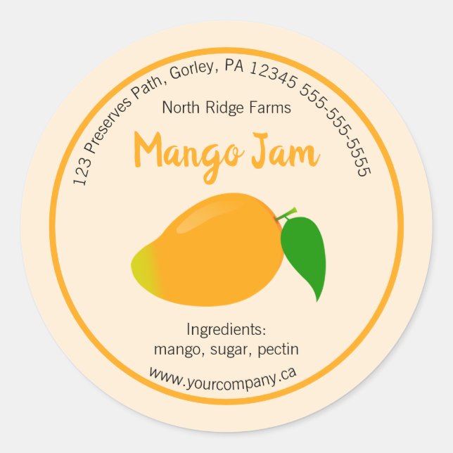 Editable Mango Jam Label (Front)