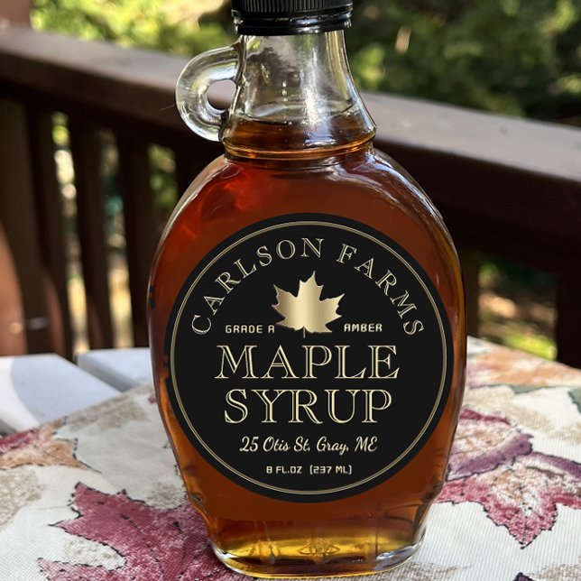 Editable Maple Syrup Gold Maple Leaf Label (Creator Uploaded)