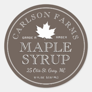 Editable Maple Syrup White Maple Leaf Label