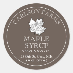 Editable Maple Syrup White Maple Leaf Label