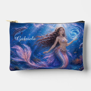 Editable Mareena Magical Mermaid Seashell Cosmetic Accessory Pouch