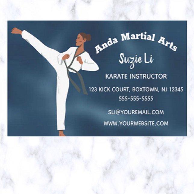 Editable Martial Arts Karate Instructor Business Card (Creator Uploaded)