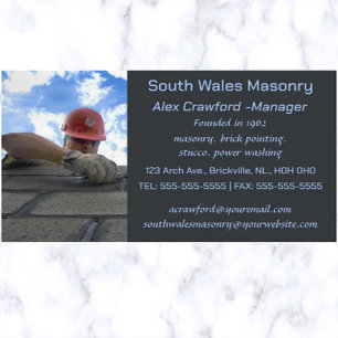 Editable Masonry Brick Laying Business Card