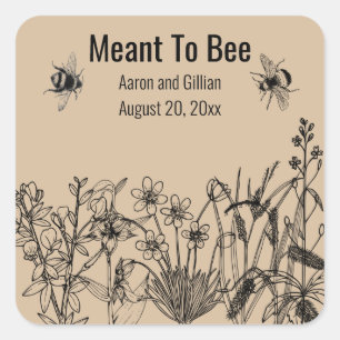 Editable Meant to Bee Honey Wedding Favours Square Sticker