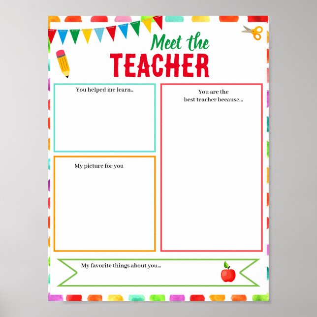 Editable meet the teacher template poster (Front)