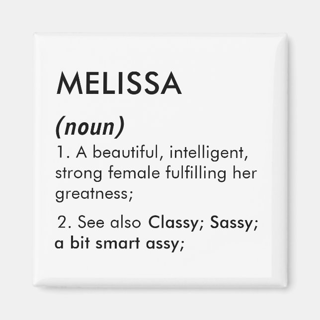 Editable Melissa name definition, custom name Magnet (Front)
