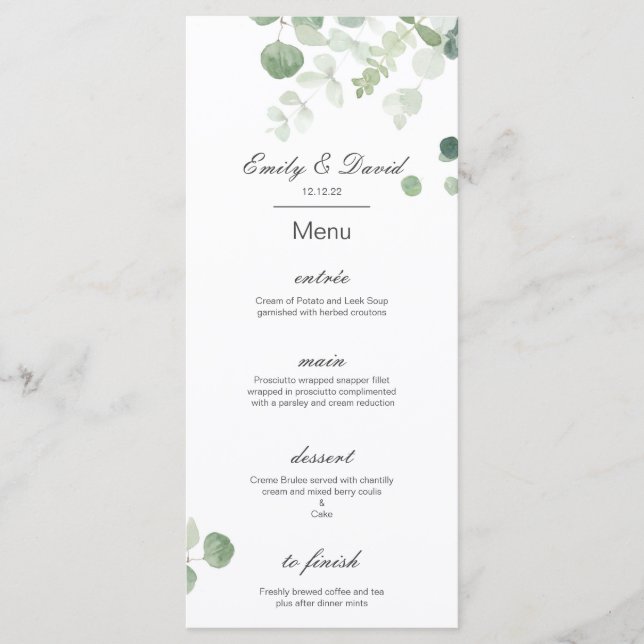 Editable Menu, Wedding Menu, Baby Shower, Bridal   Menu (Front)